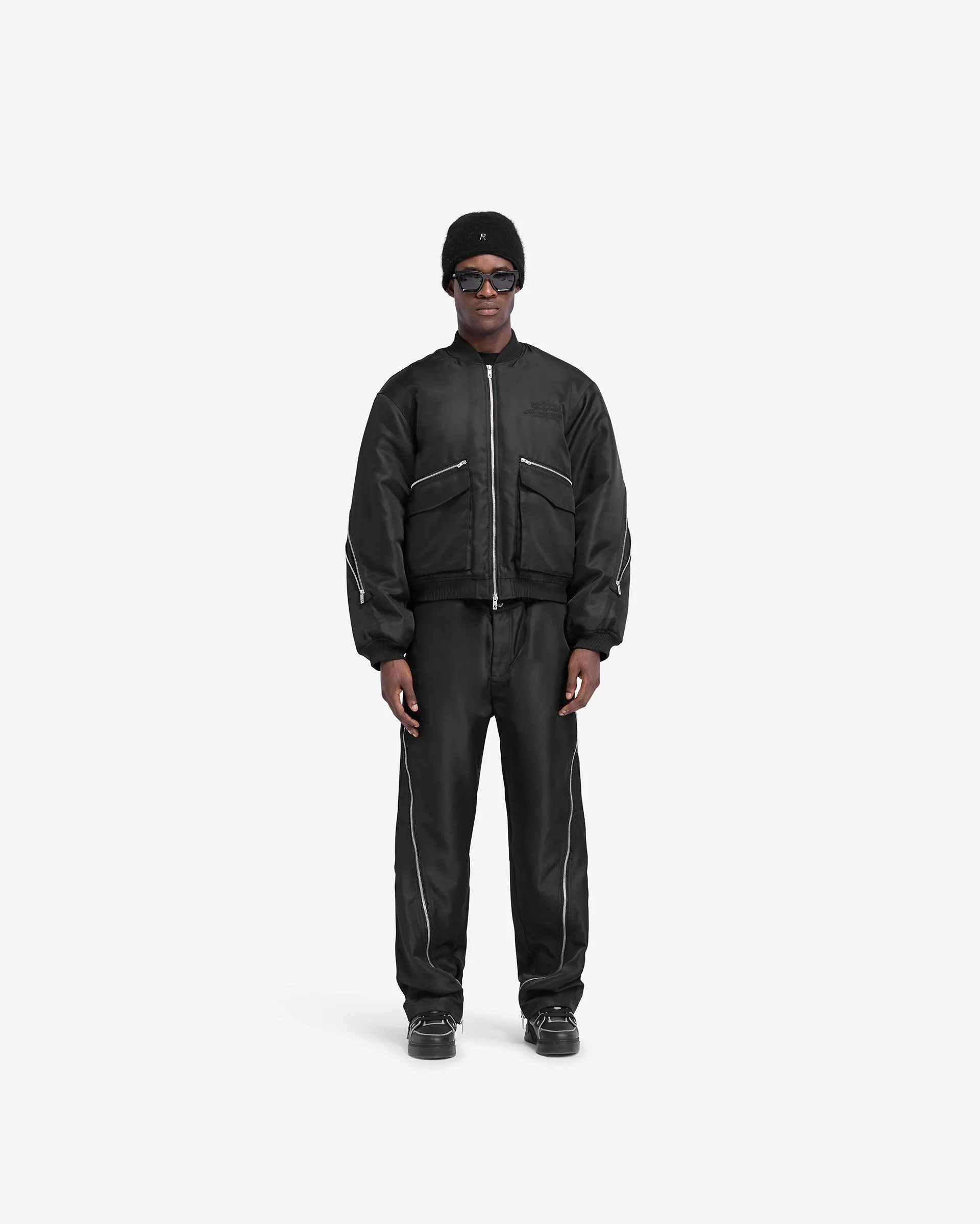 Zip Back Bomber Jacket - Jet Black - Image 6